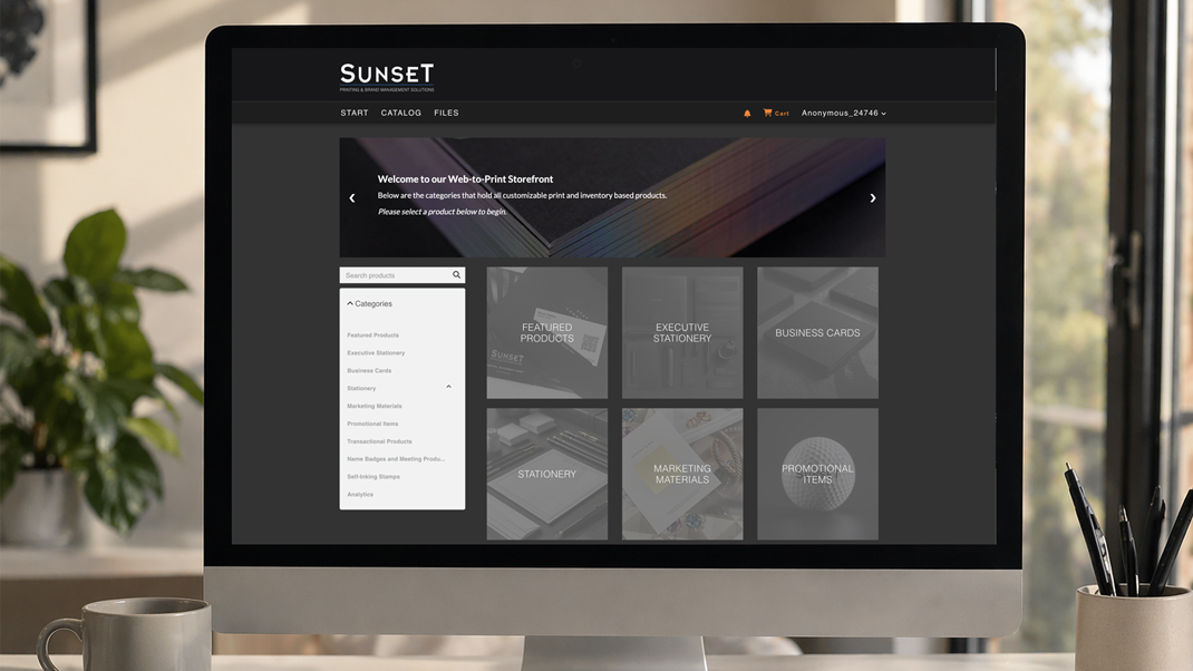 netEZprint brand management portal dashboard showing enterprise collateral storefront and template-driven ordering